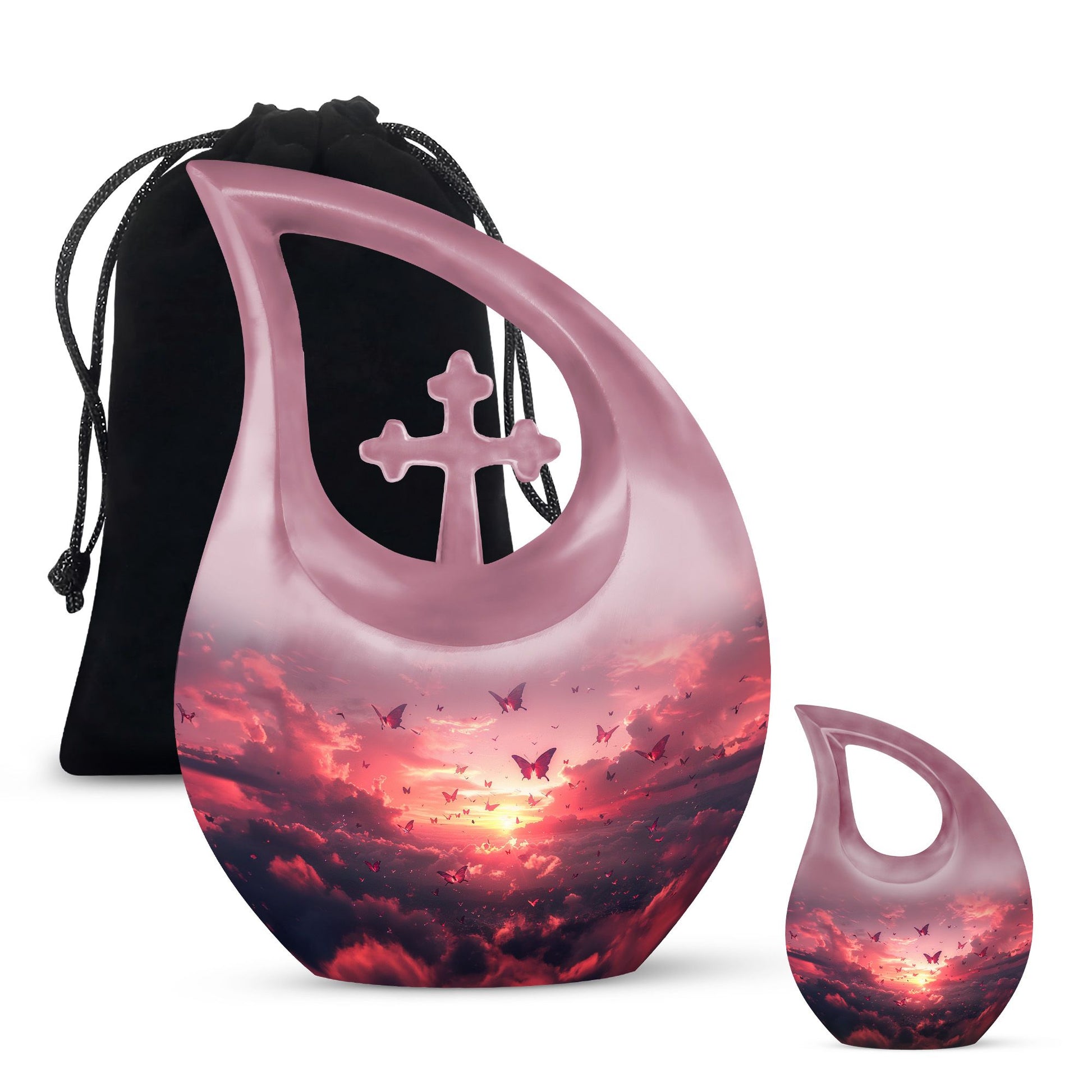 pink butterfly urn