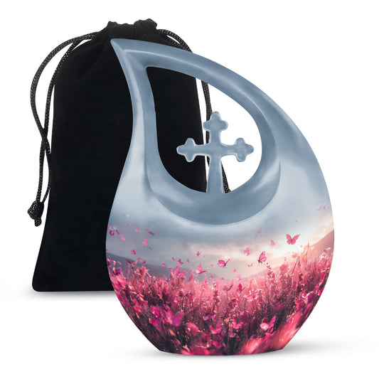 Pink Butterfly Urn made of Aluminium