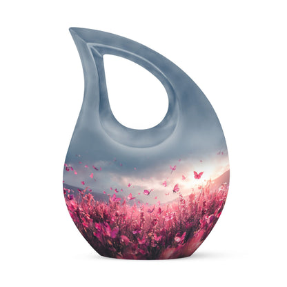 Pink Butterfly Urn made of Aluminium