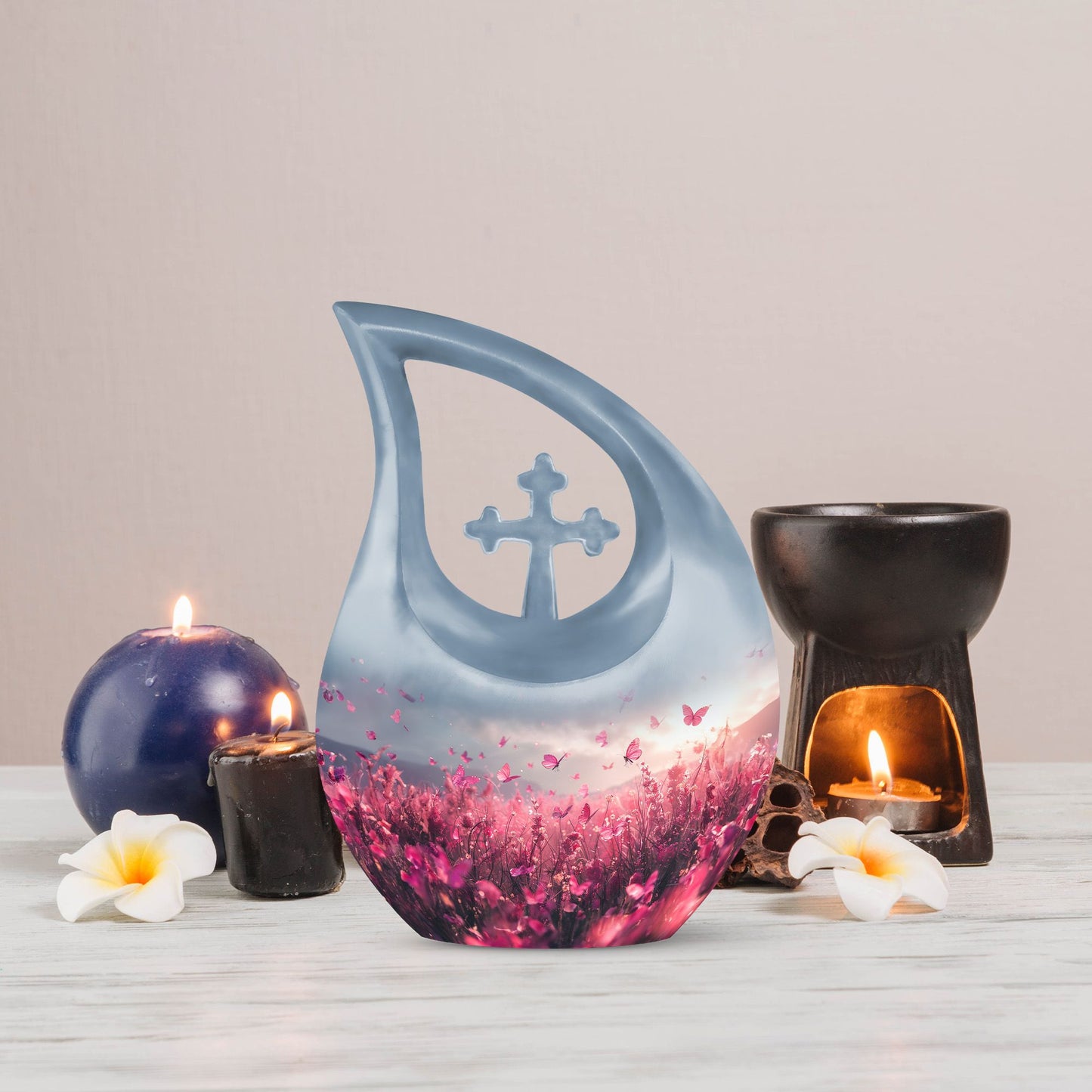 Pink Butterfly Urn made of Aluminium