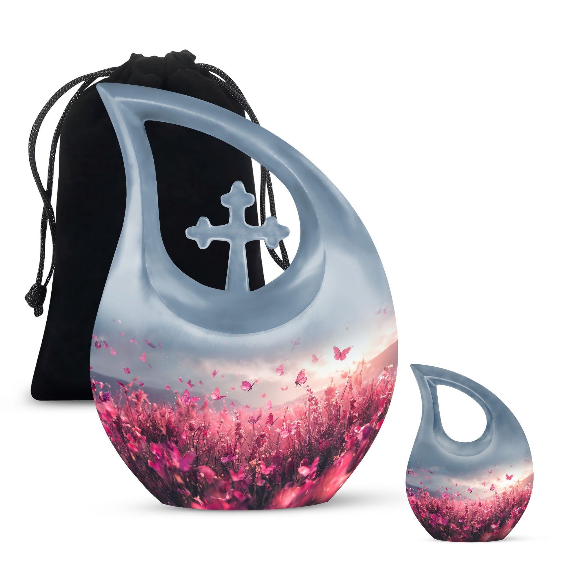 Pink Butterfly Urn made of Aluminium
