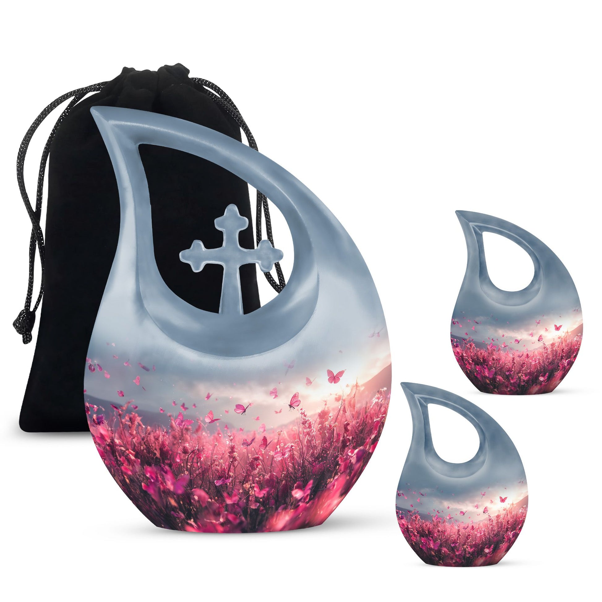 Pink Butterfly Urn made of Aluminium