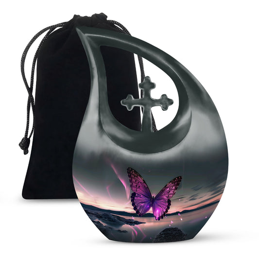 Purple Butterfly Memorial Urn