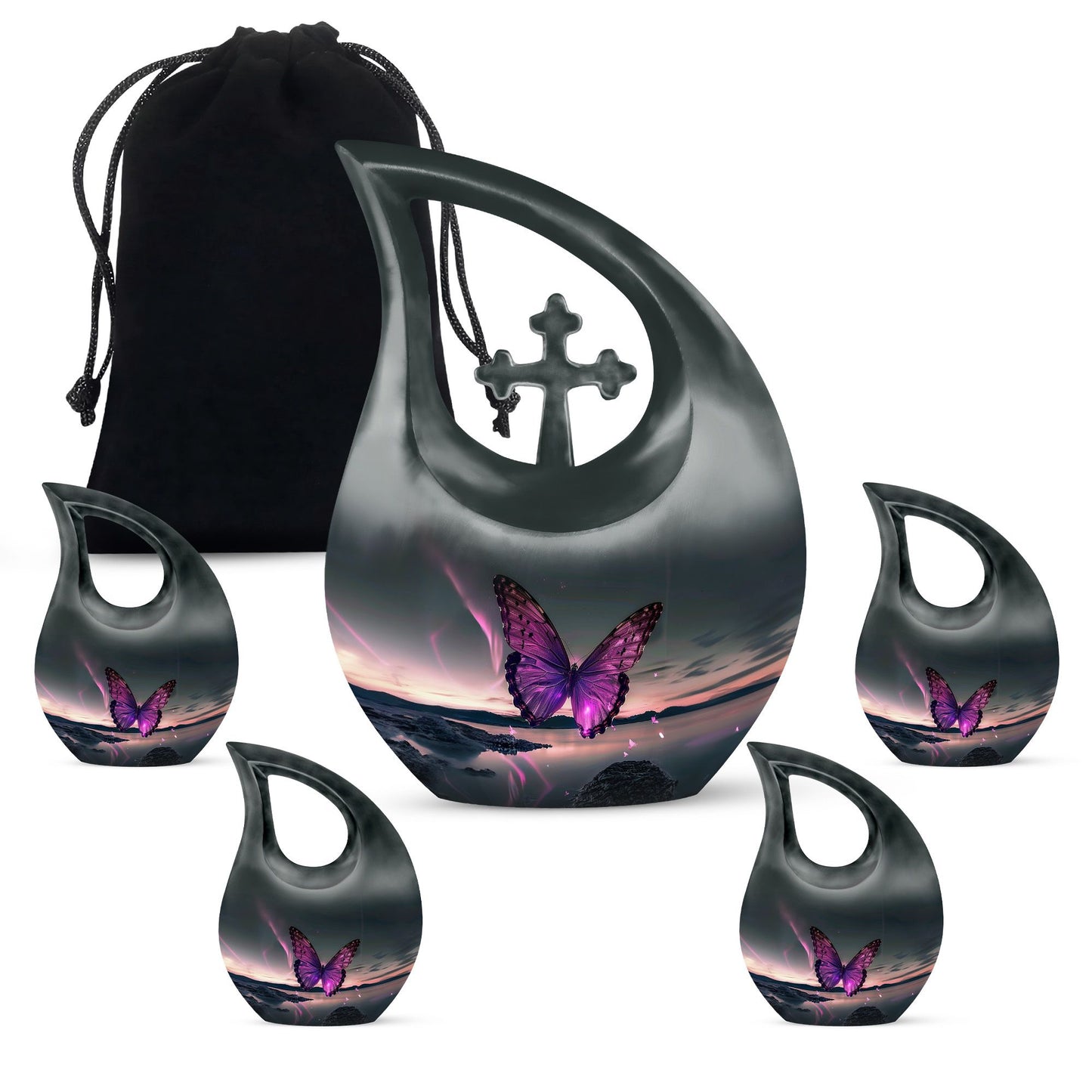 Purple Butterfly Memorial Urn