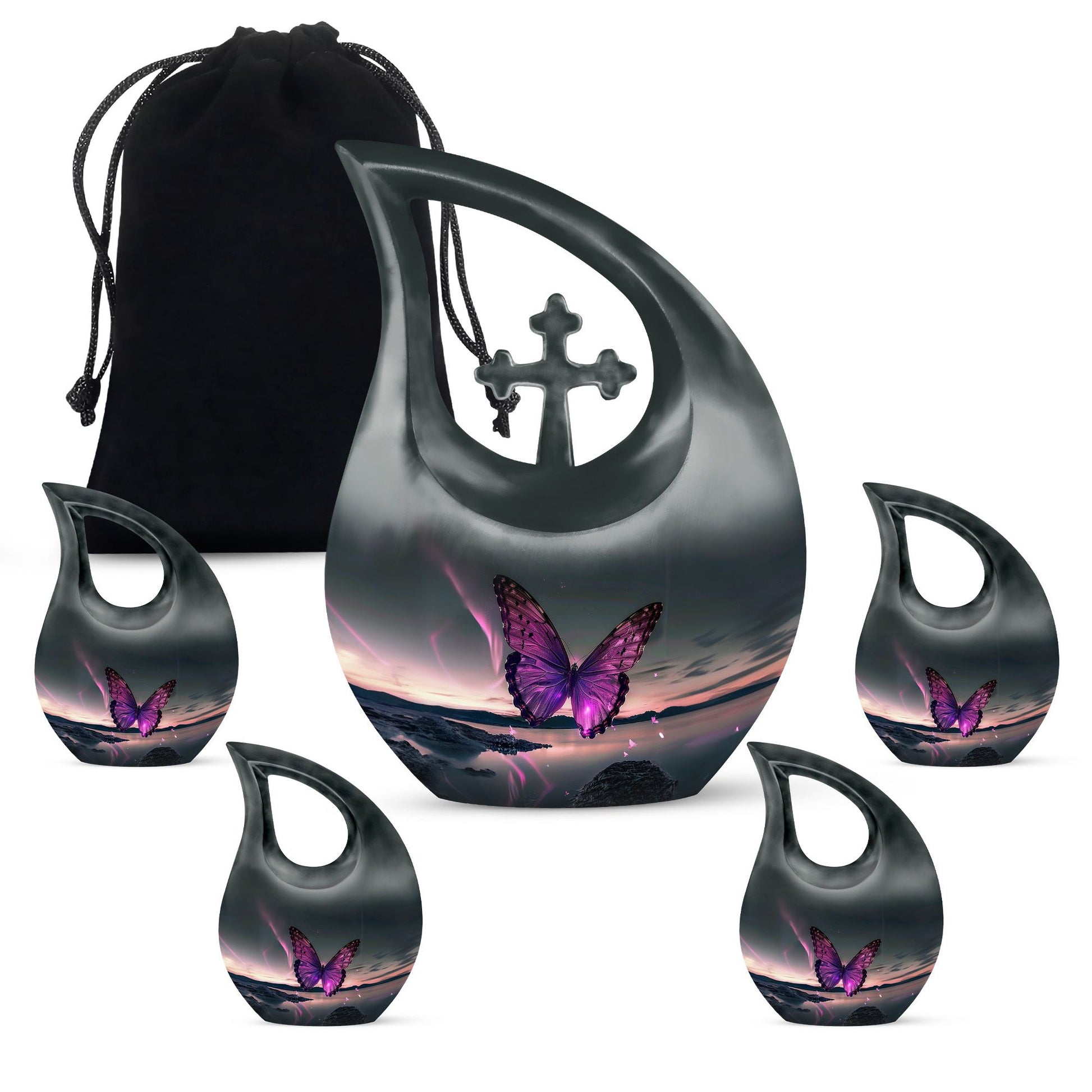 Purple Butterfly Memorial Urn