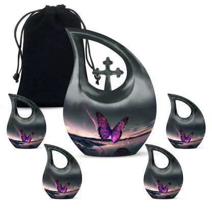 Purple Butterfly Memorial Urn