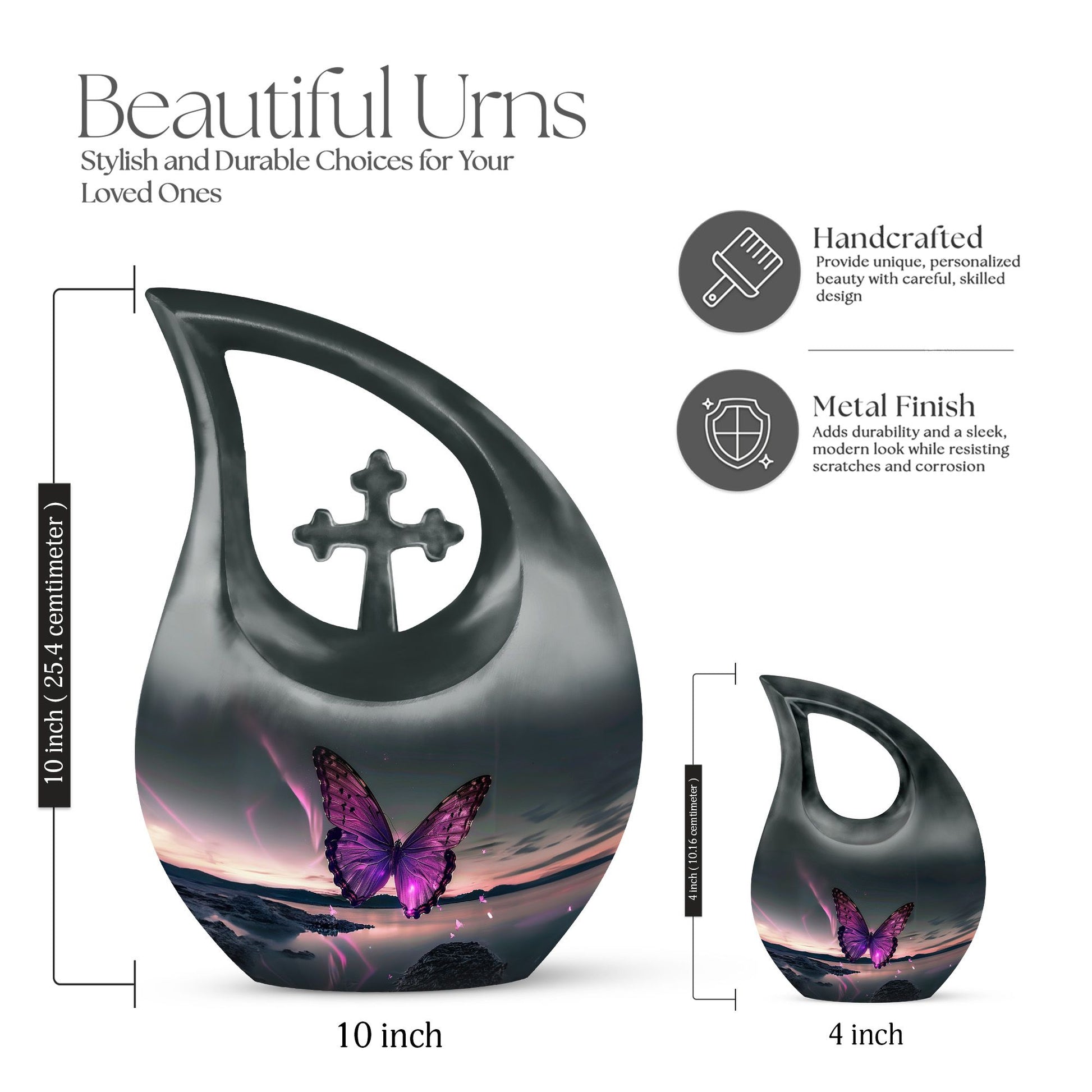 Purple Butterfly Memorial Urn