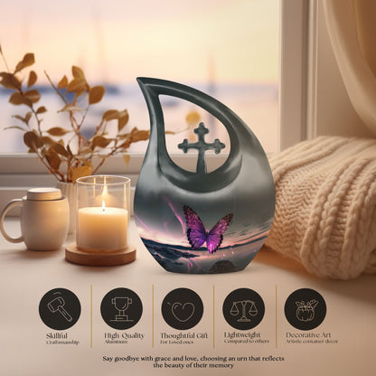 Purple Butterfly Memorial Urn