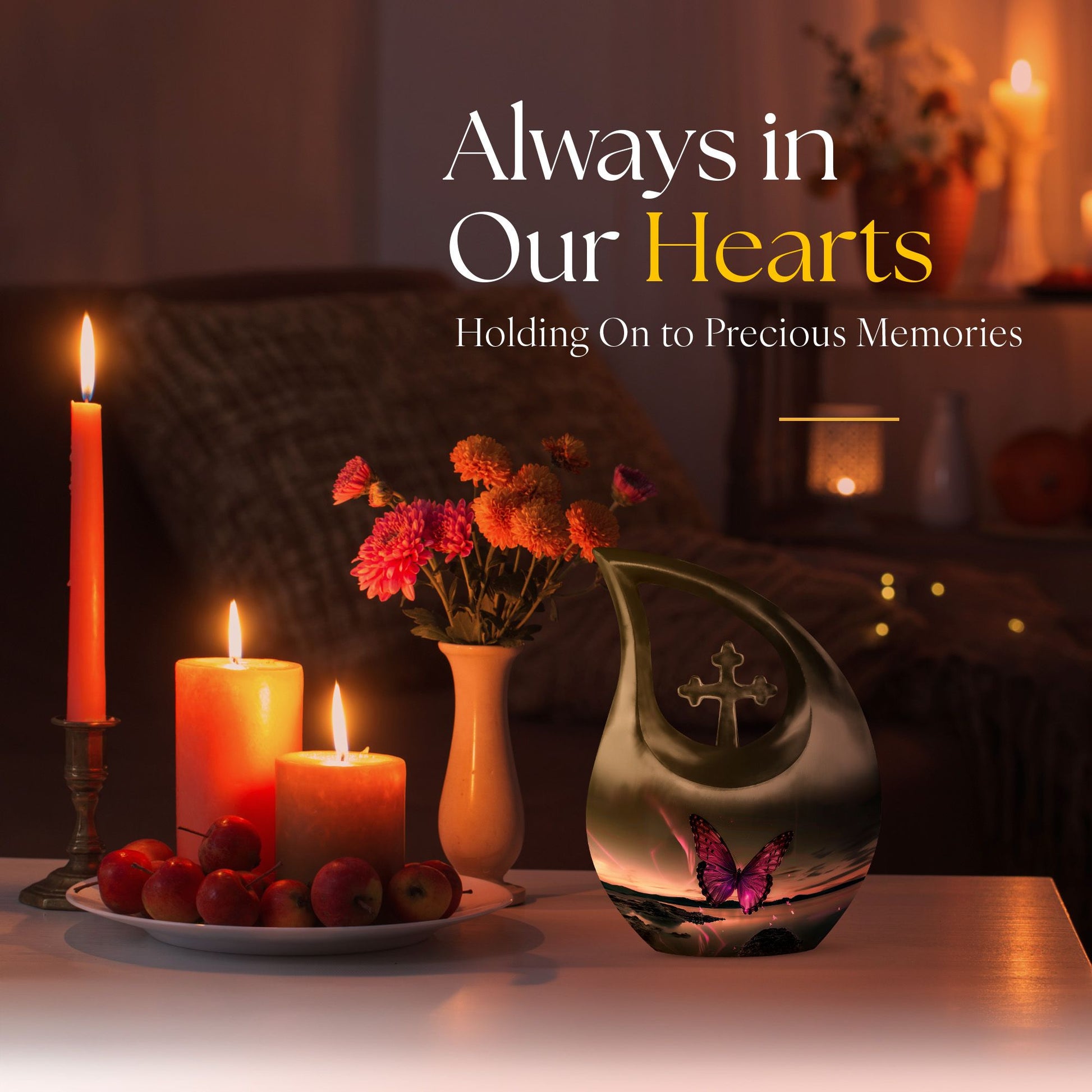Purple Butterfly Memorial Urn