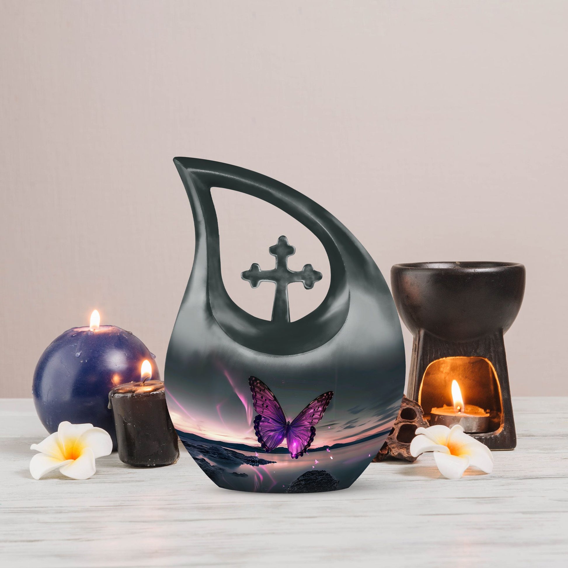 Purple Butterfly Memorial Urn