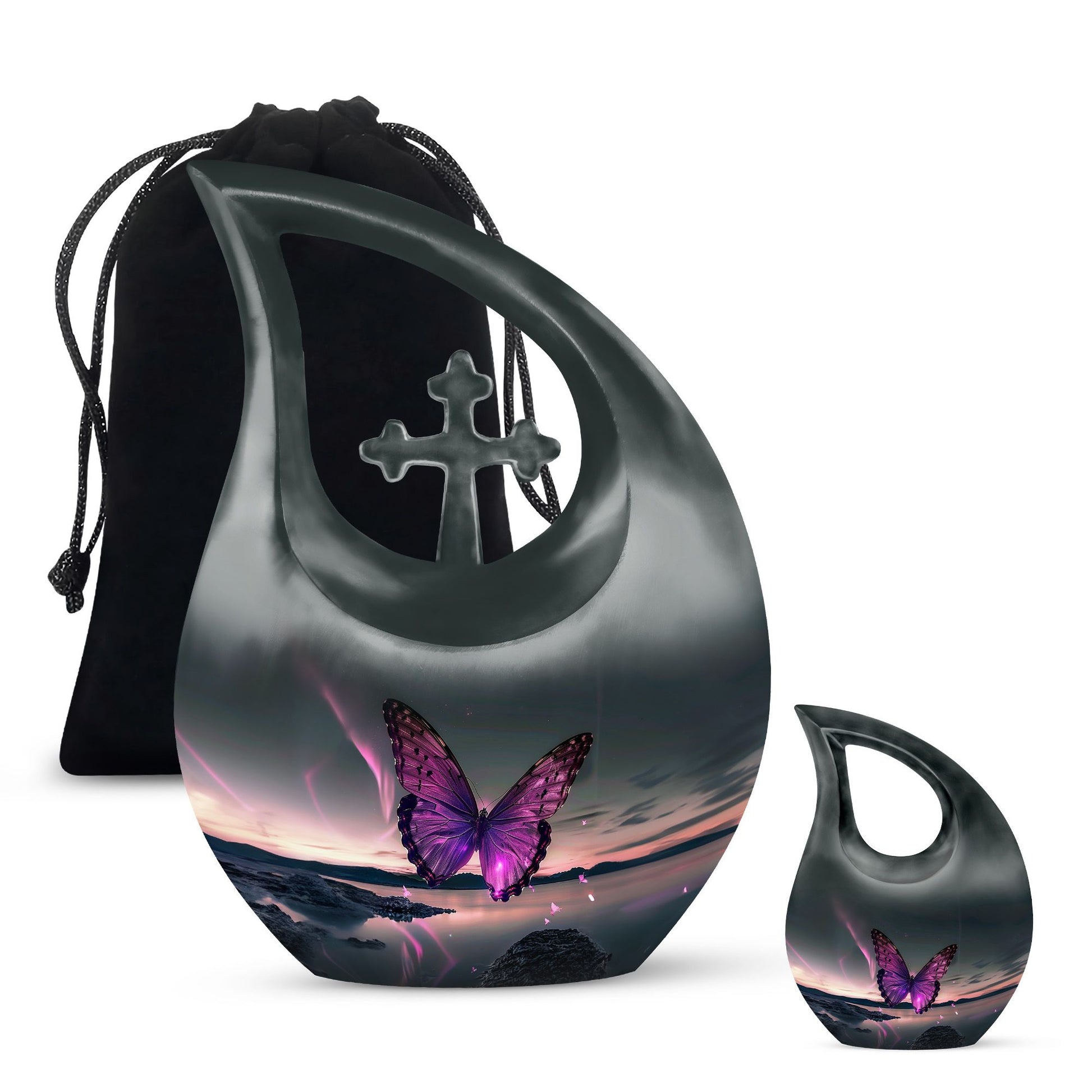 Purple Butterfly Memorial Urn