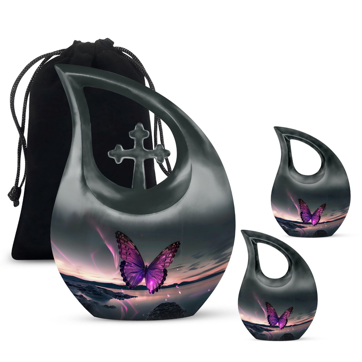 Purple Butterfly Memorial Urn