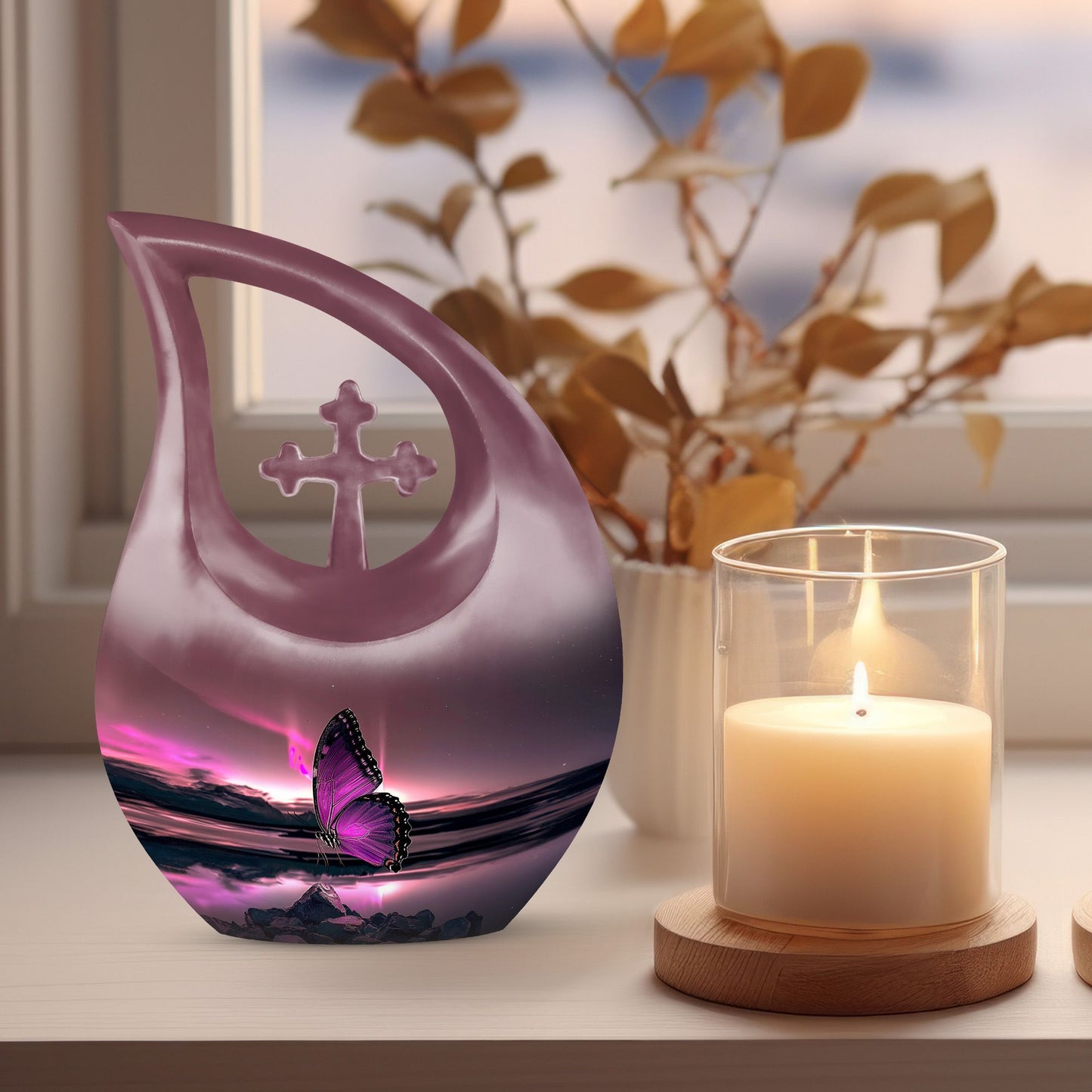 Purple Butterfly Urn