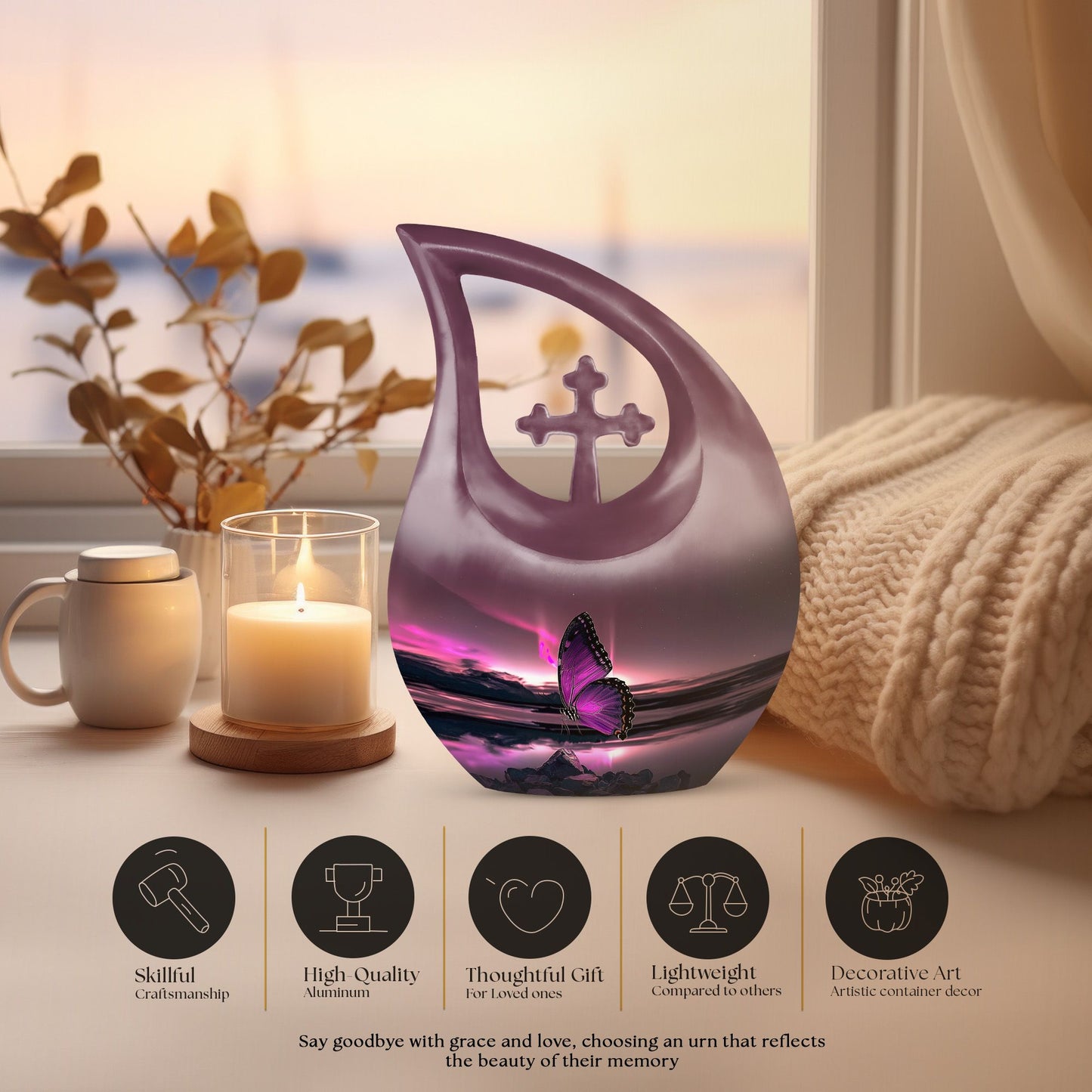 Purple Butterfly Urn