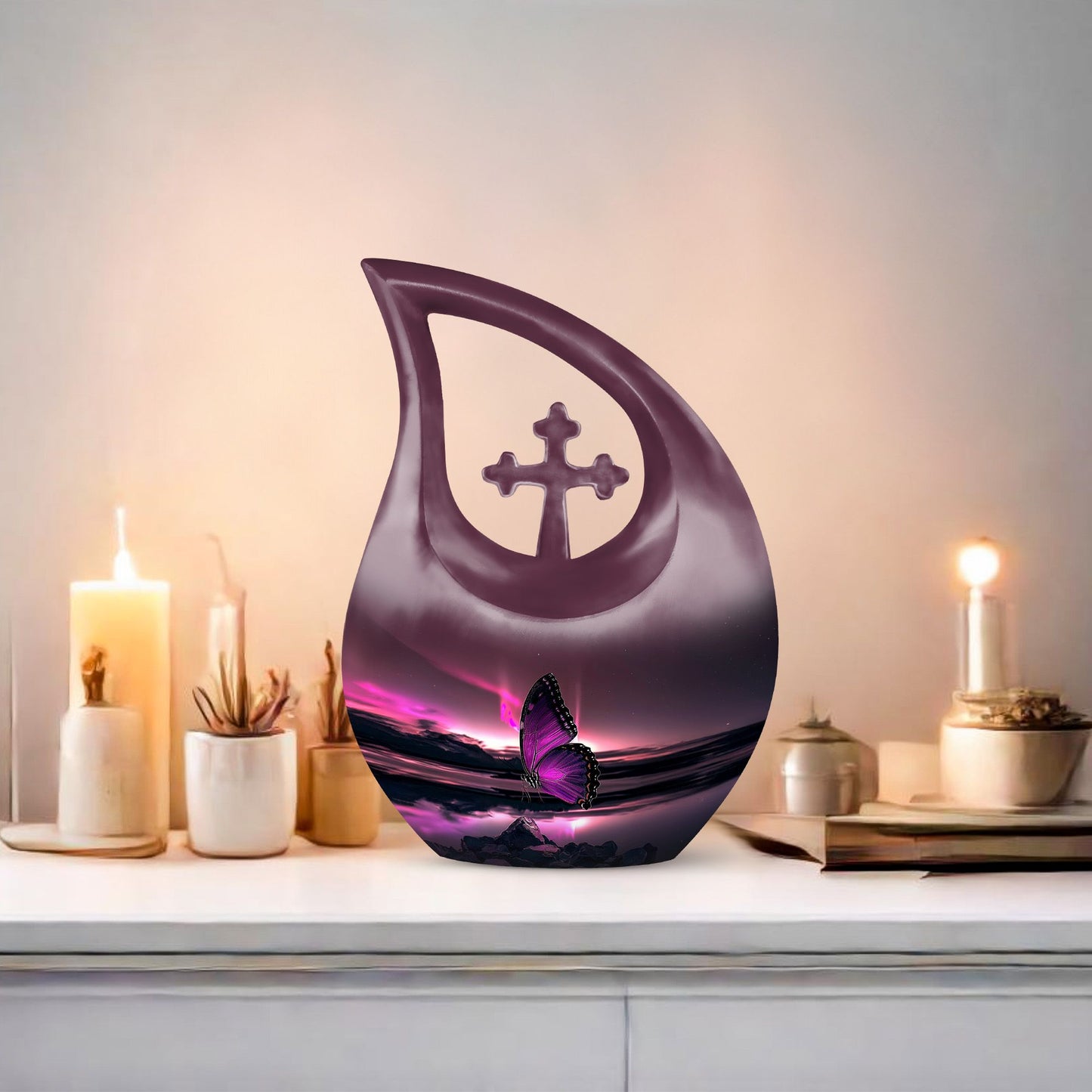 Purple Butterfly Urn