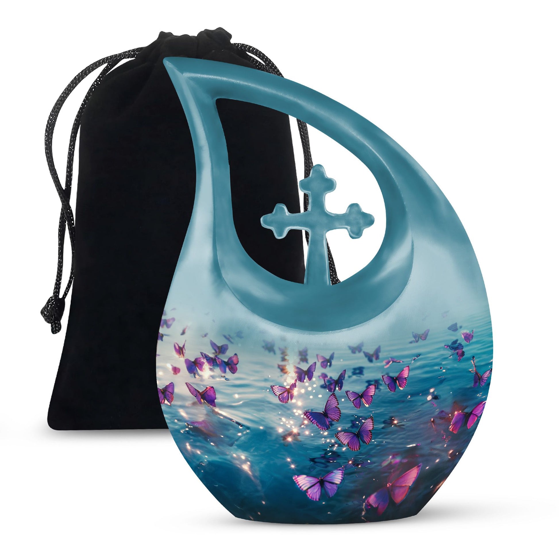 Large 10inch Purple Butterfly Urn