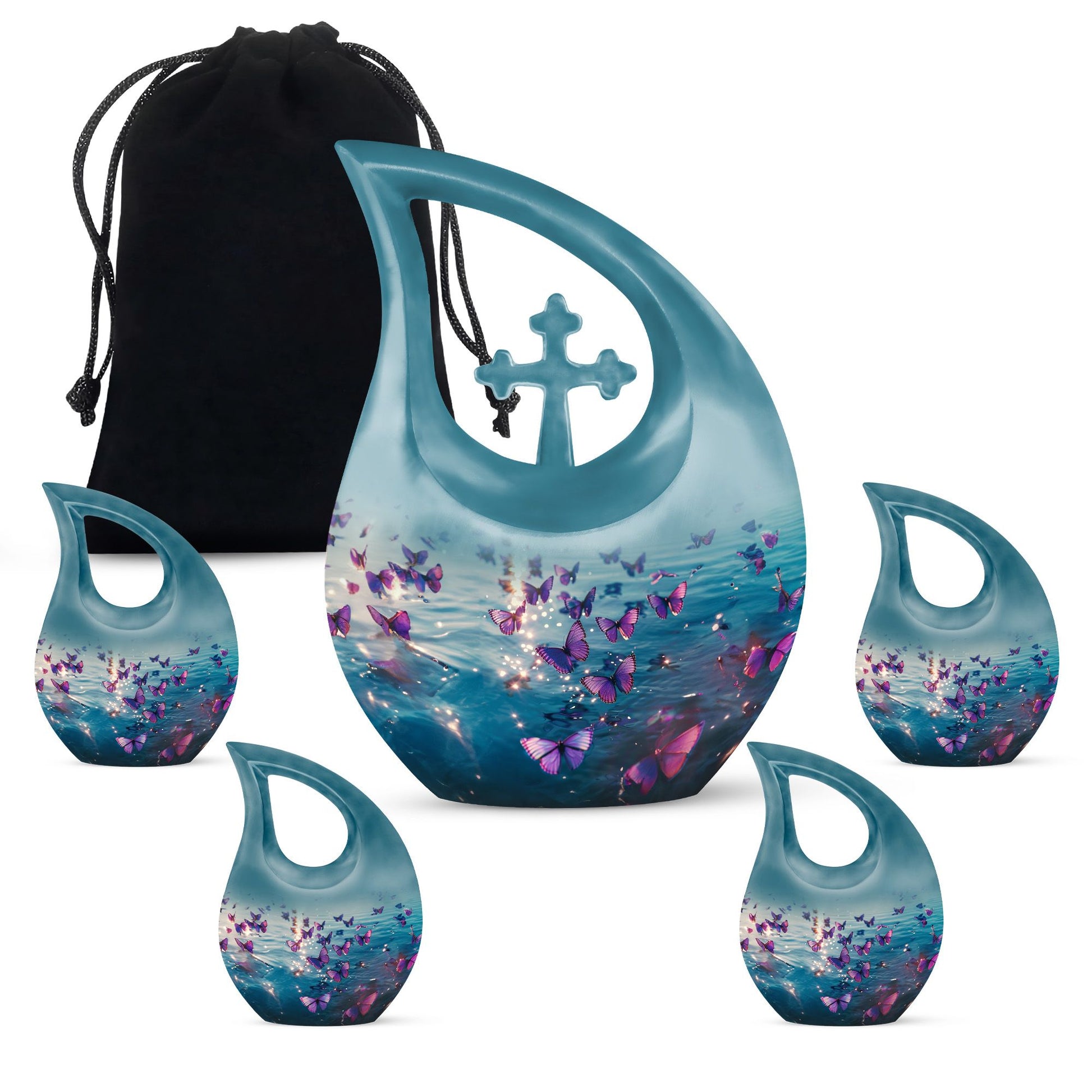 Large 10inch Purple Butterfly Urn