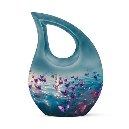 Large 10inch Purple Butterfly Urn