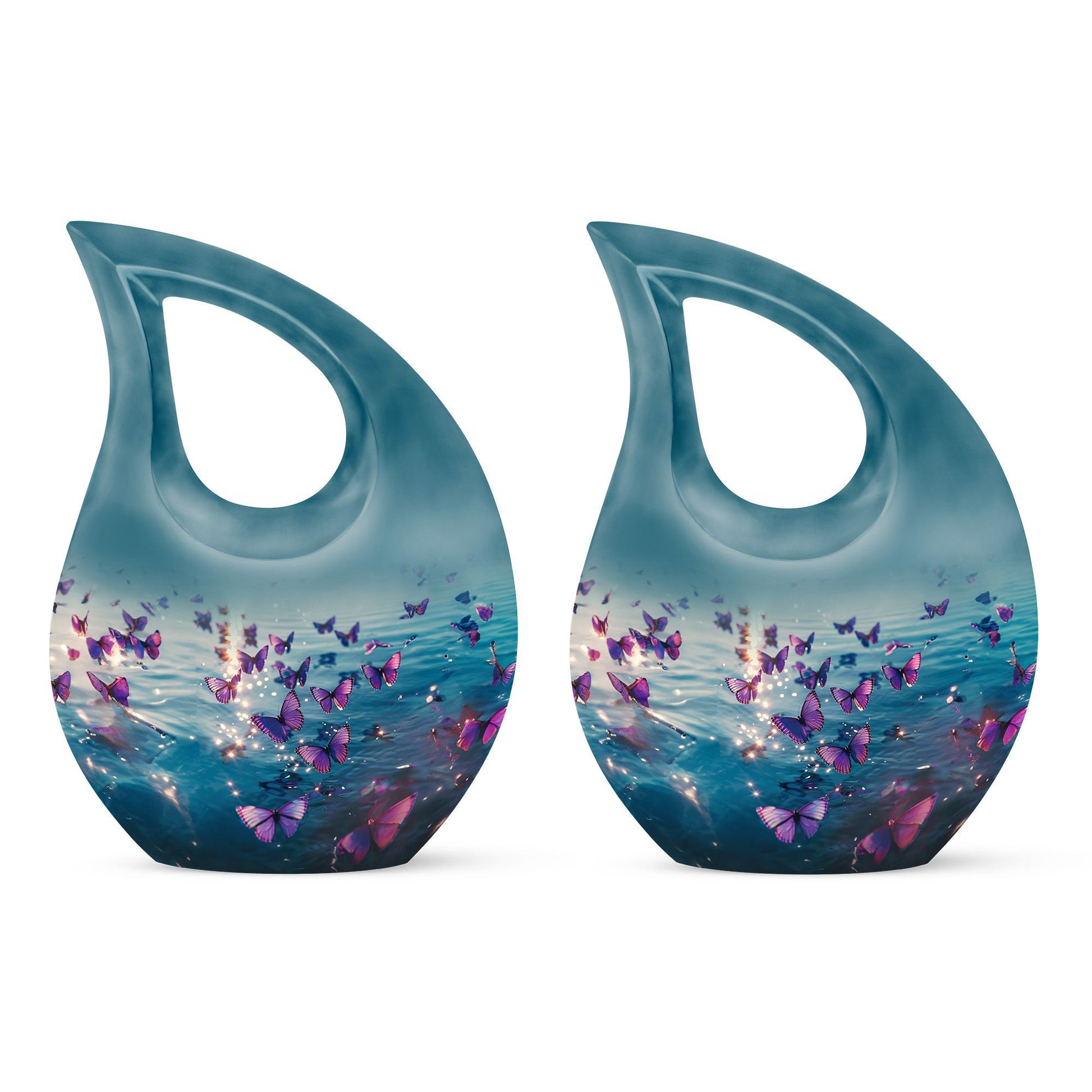 Large 10inch Purple Butterfly Urn