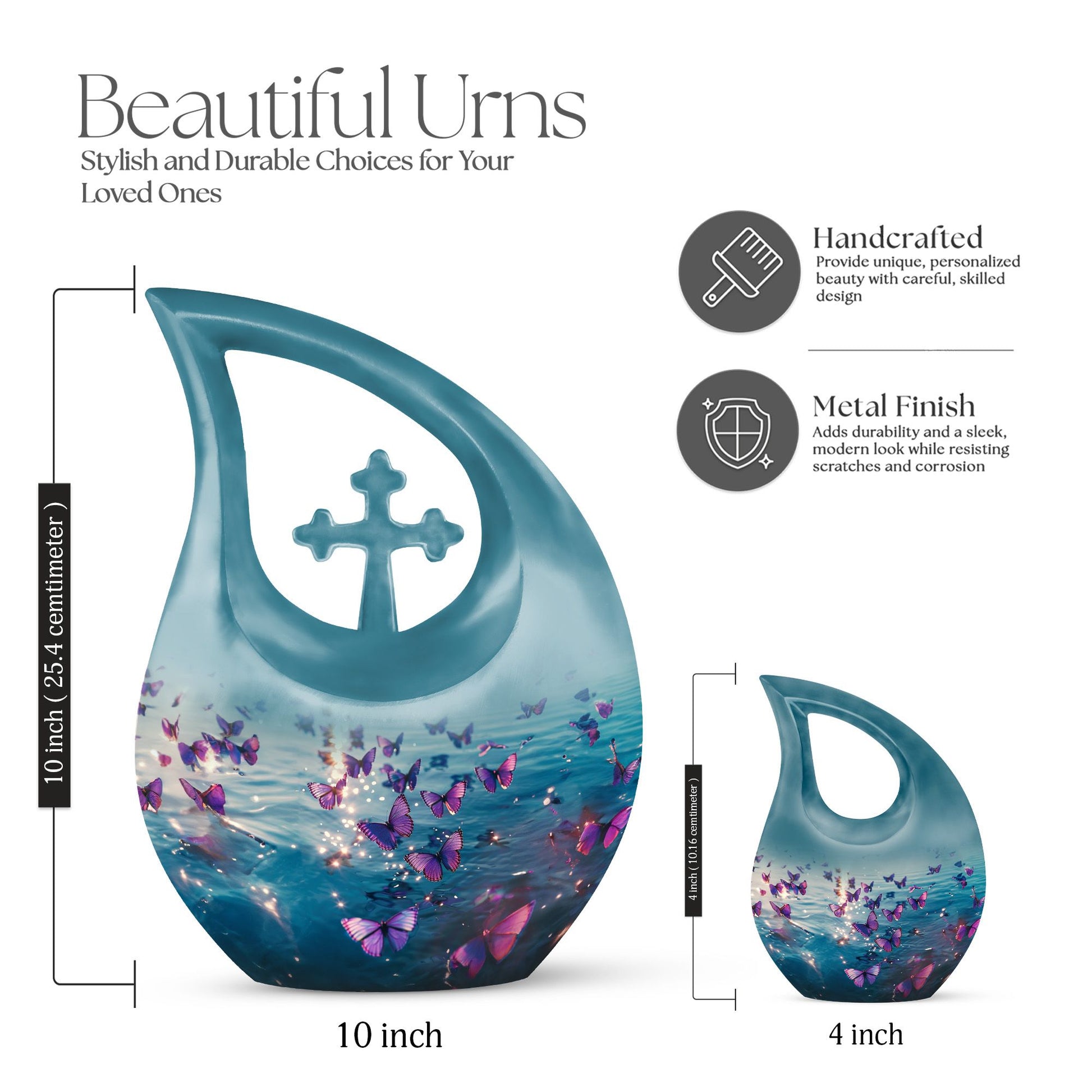 Large 10inch Purple Butterfly Urn