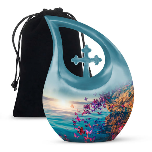 large Purple Butterfly Urn