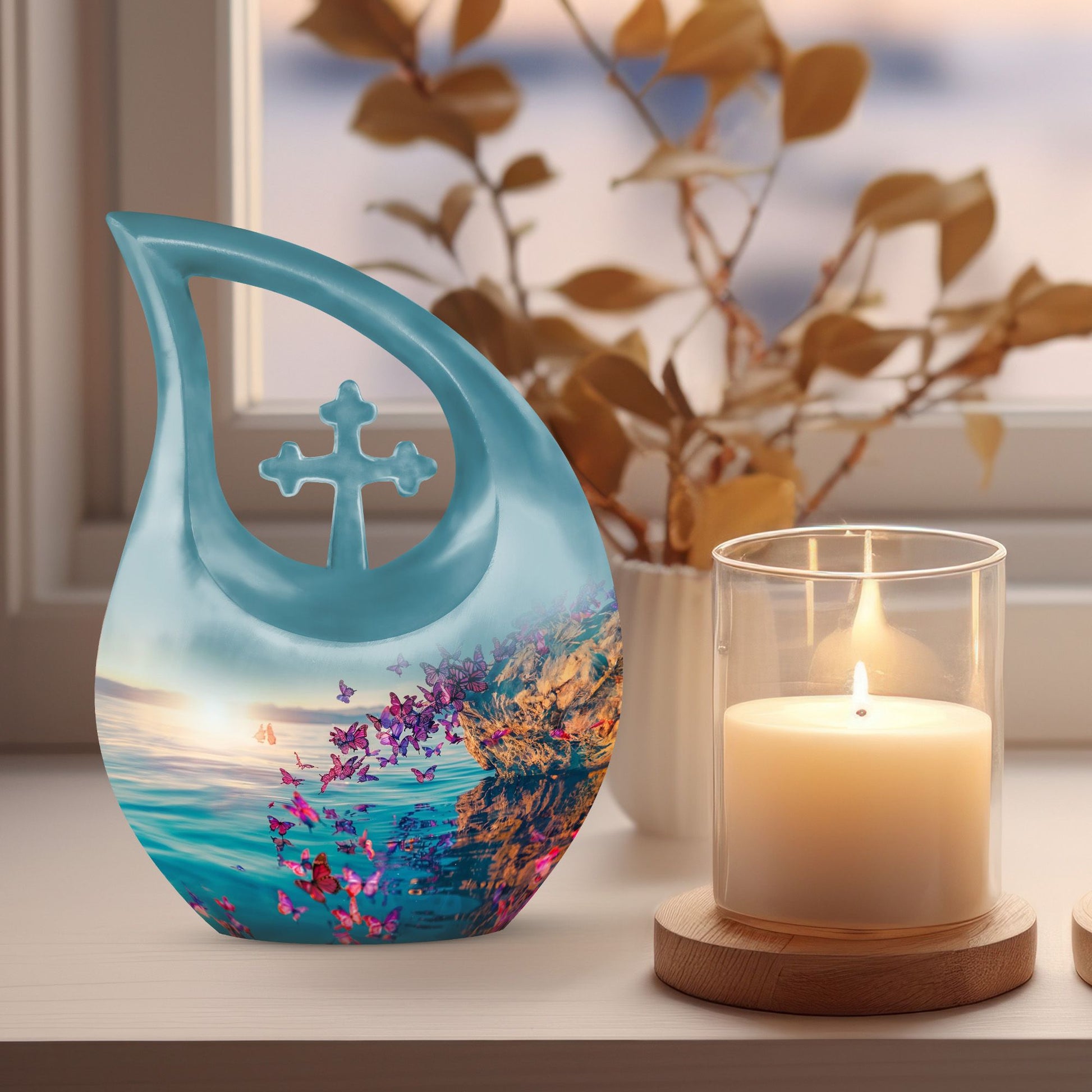 large Purple Butterfly Urn