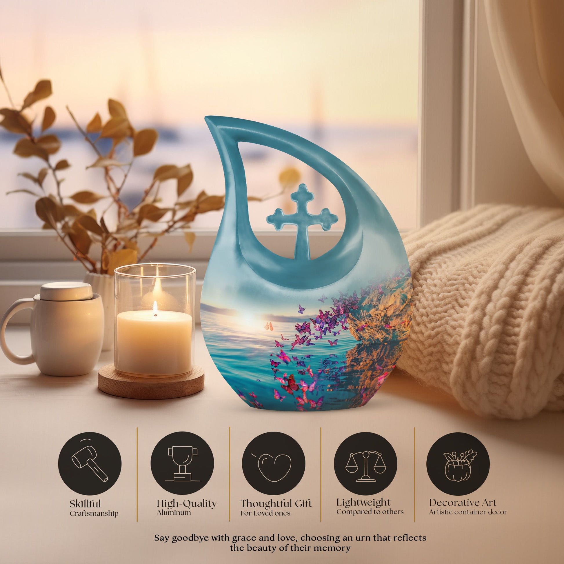 large Purple Butterfly Urn