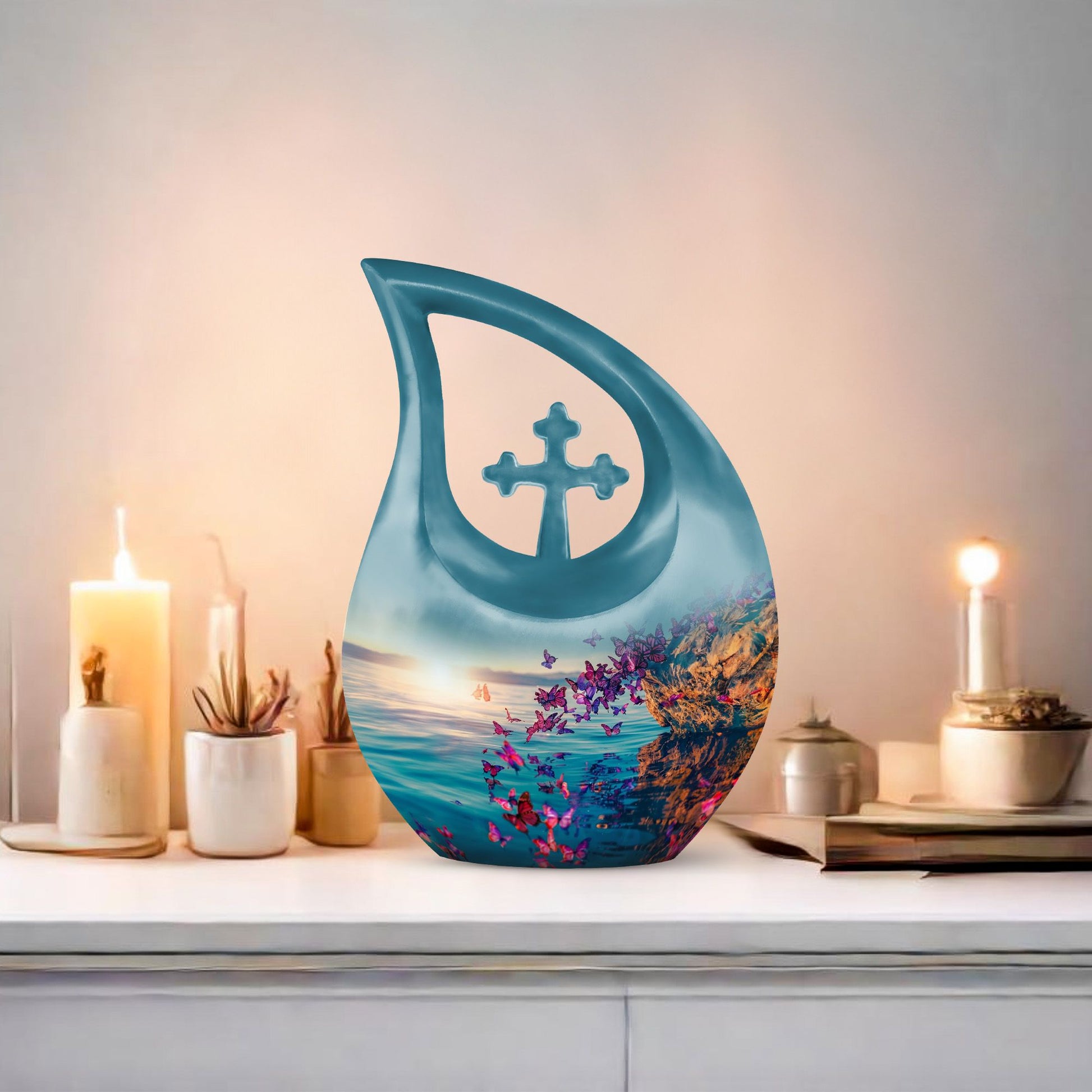 large Purple Butterfly Urn