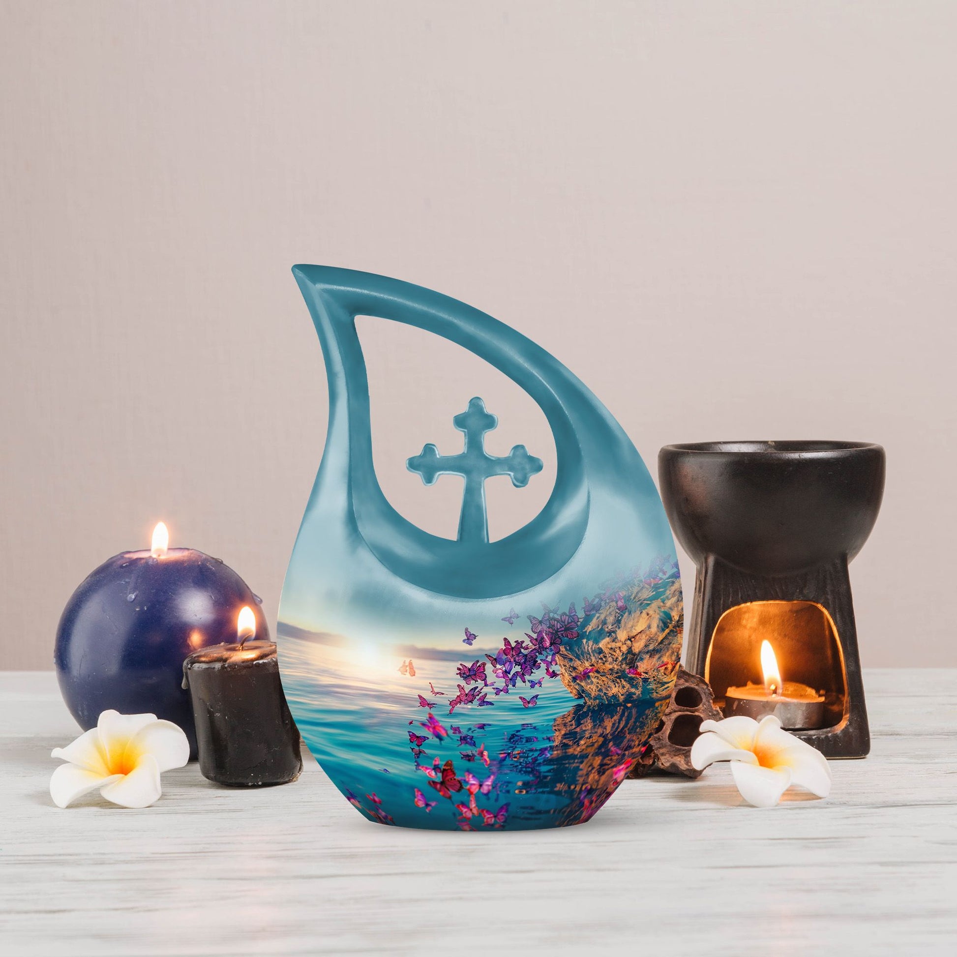 large Purple Butterfly Urn