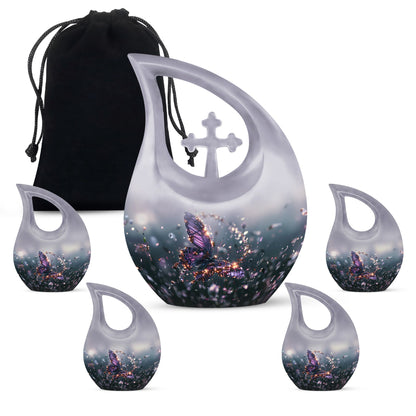 purple butterfly cross drop garden urn