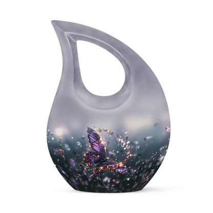 purple butterfly cross drop garden urn