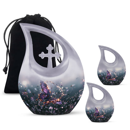 purple butterfly cross drop garden urn