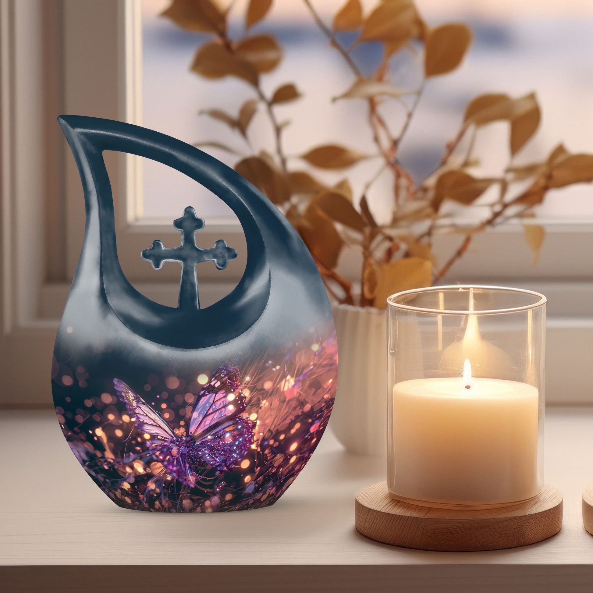Purple Butterfly Urn
