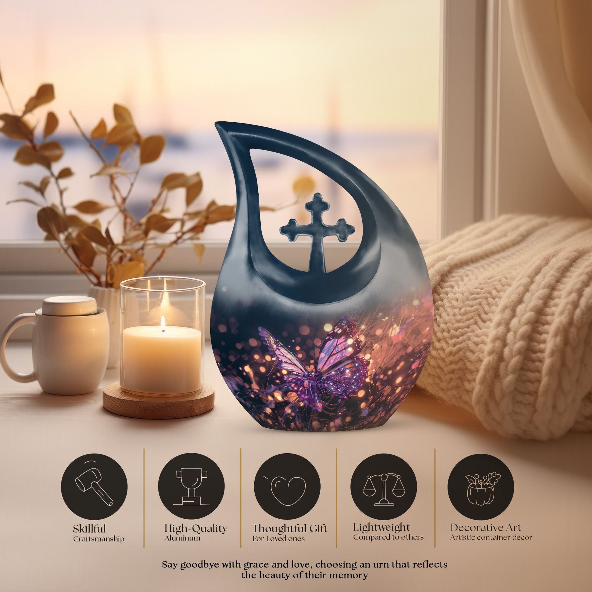 Purple Butterfly Urn