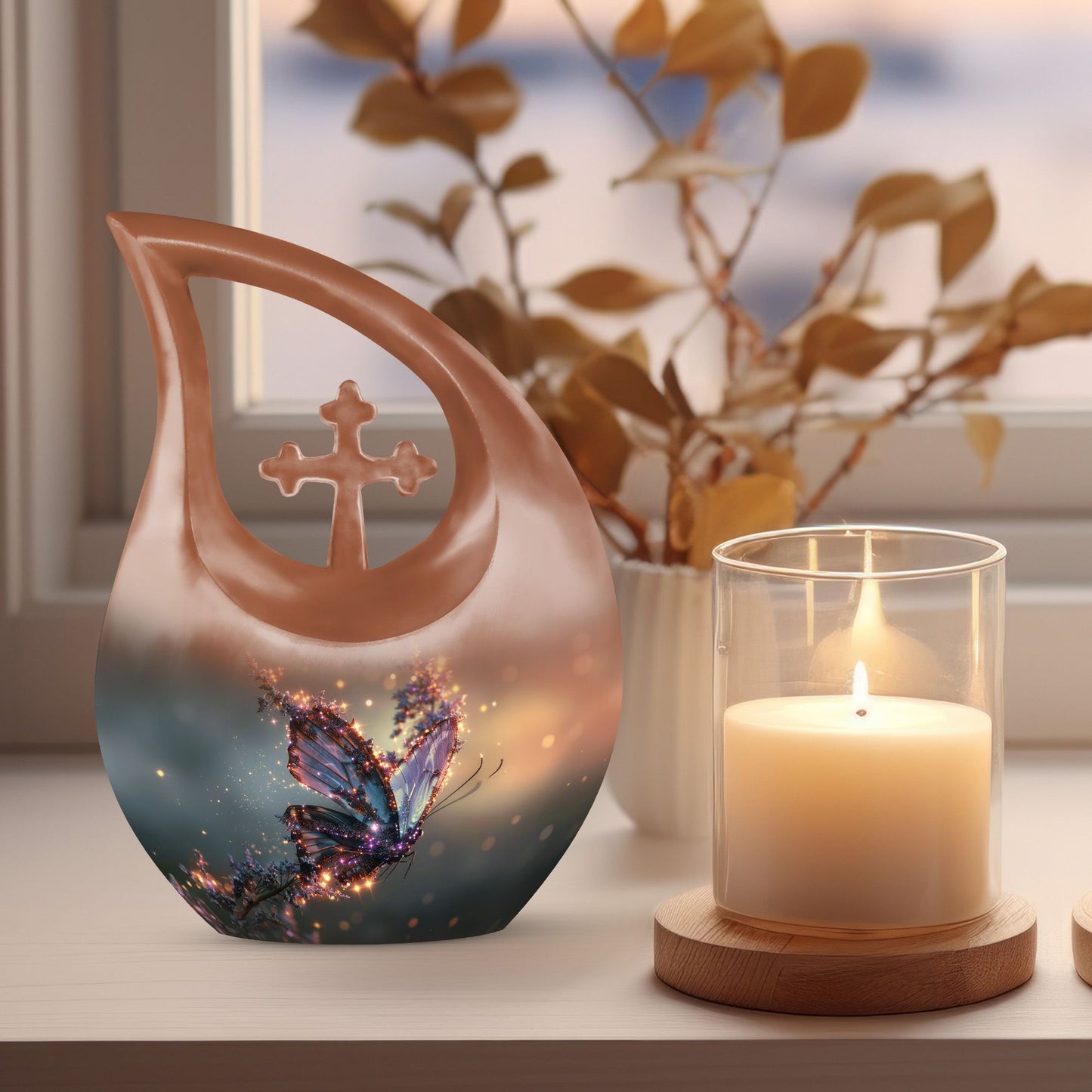 Purple Butterfly Urn