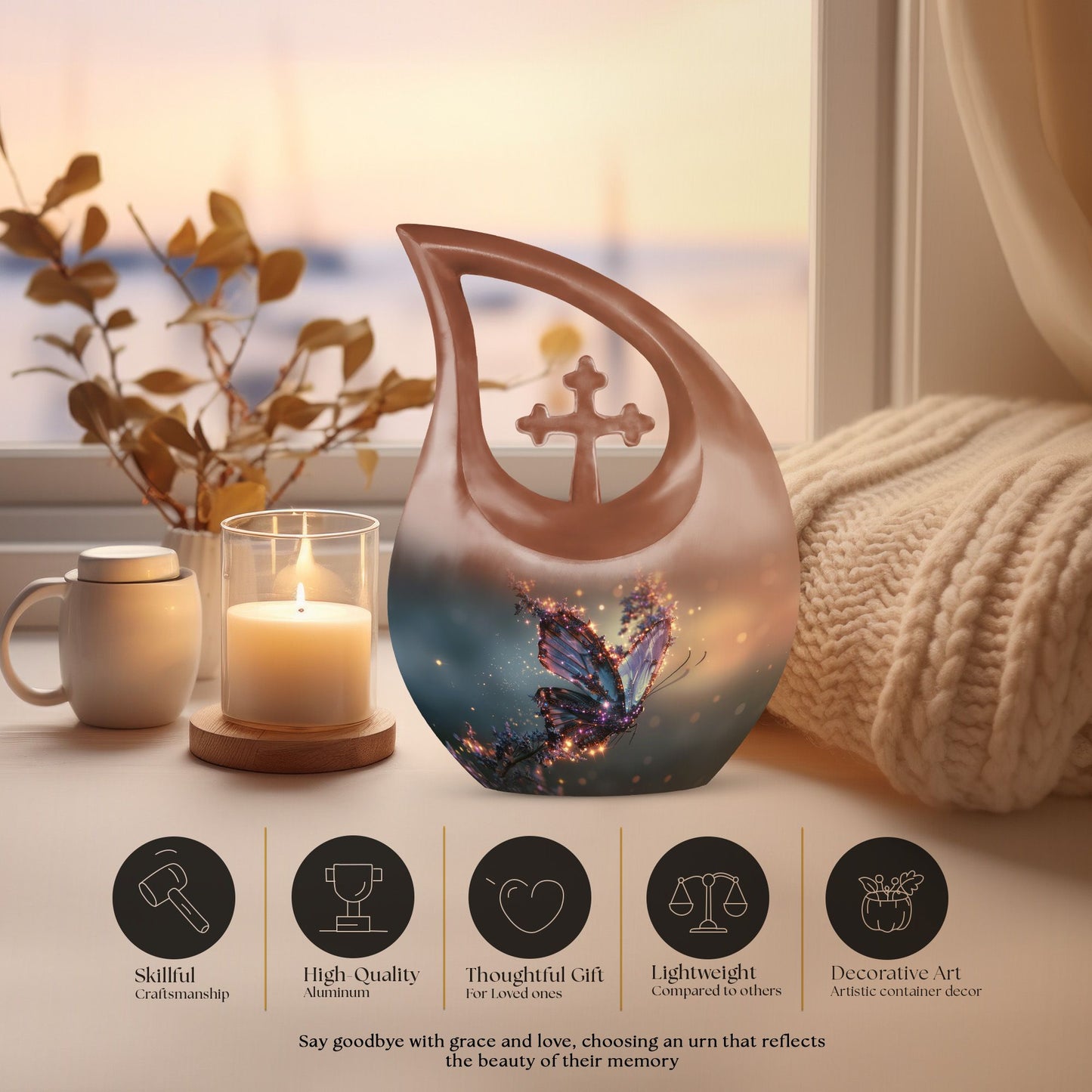 Purple Butterfly Urn