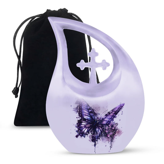 Large 10-inch Purple Butterfly urn