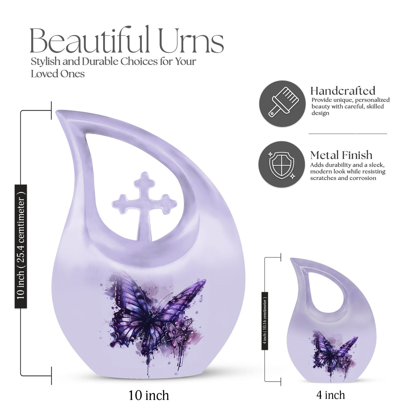 Large 10-inch Purple Butterfly urn