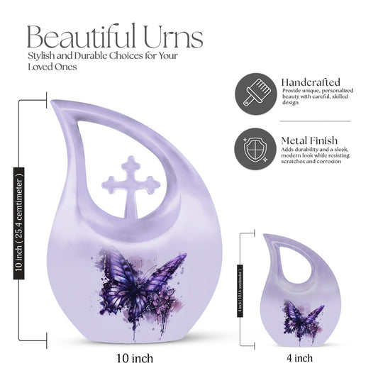 Large 10-inch Purple Butterfly urn