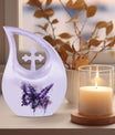 Large 10-inch Purple Butterfly urn