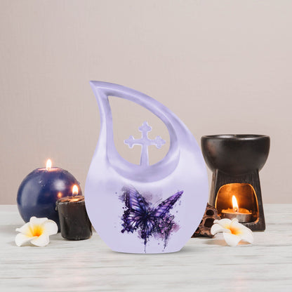 Large 10-inch Purple Butterfly urn