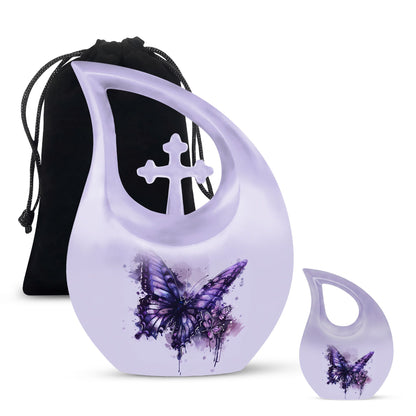 Large 10-inch Purple Butterfly urn