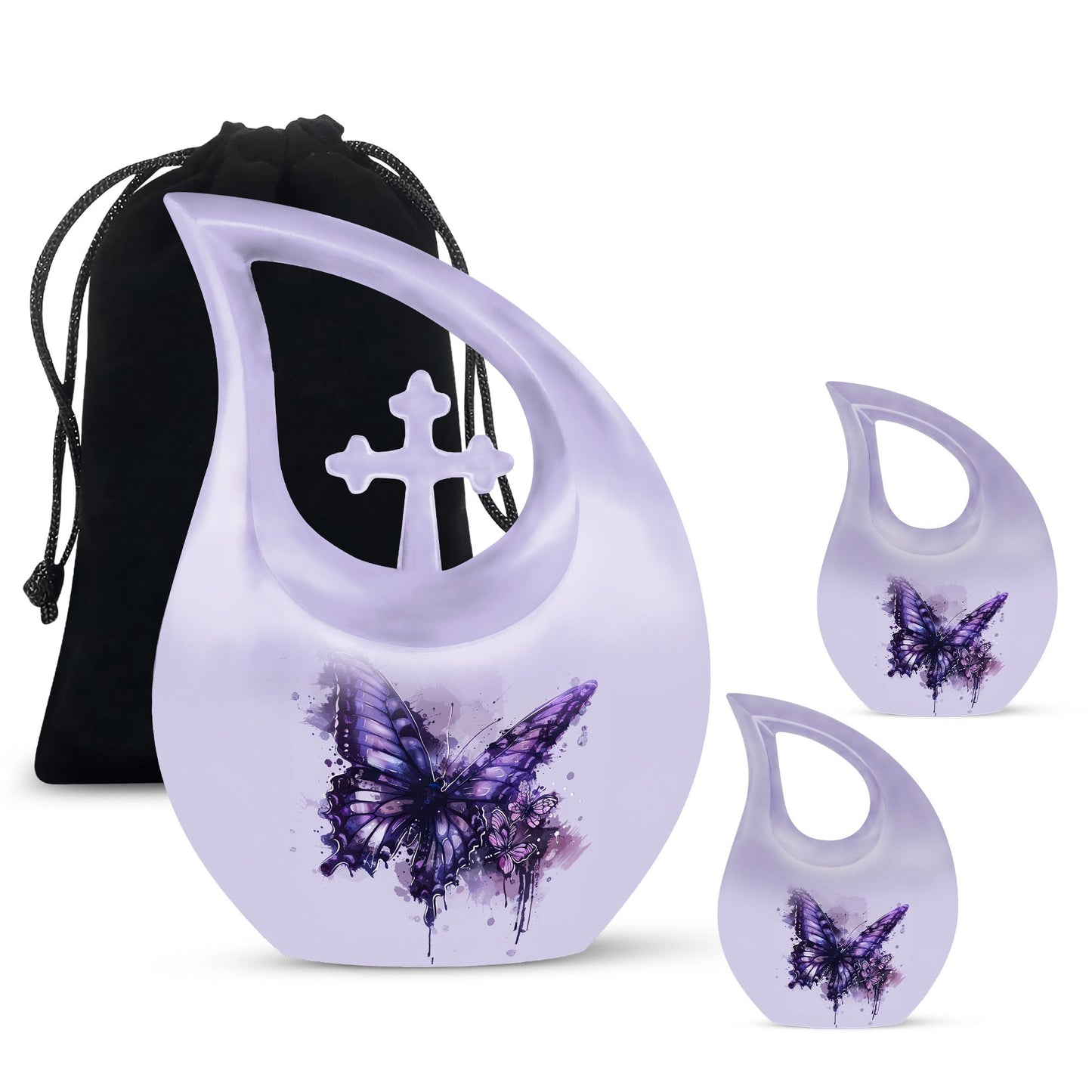 Large 10-inch Purple Butterfly urn