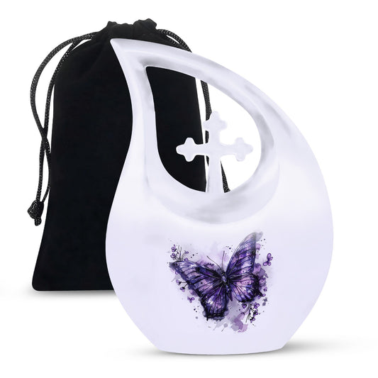 Purple Butterfly Cremation Urn