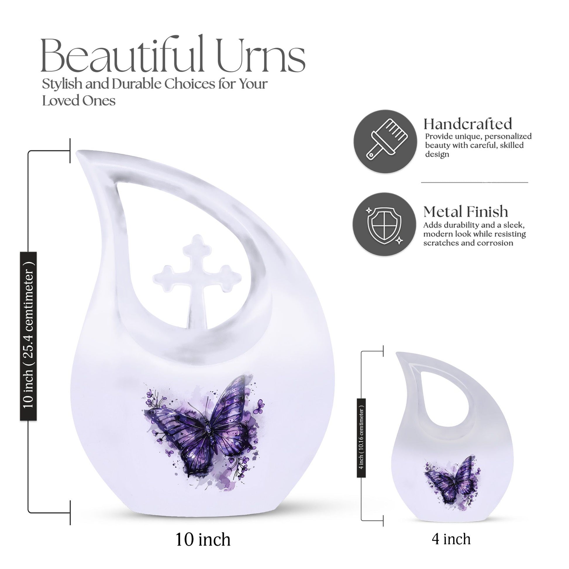 Purple Butterfly Cremation Urn
