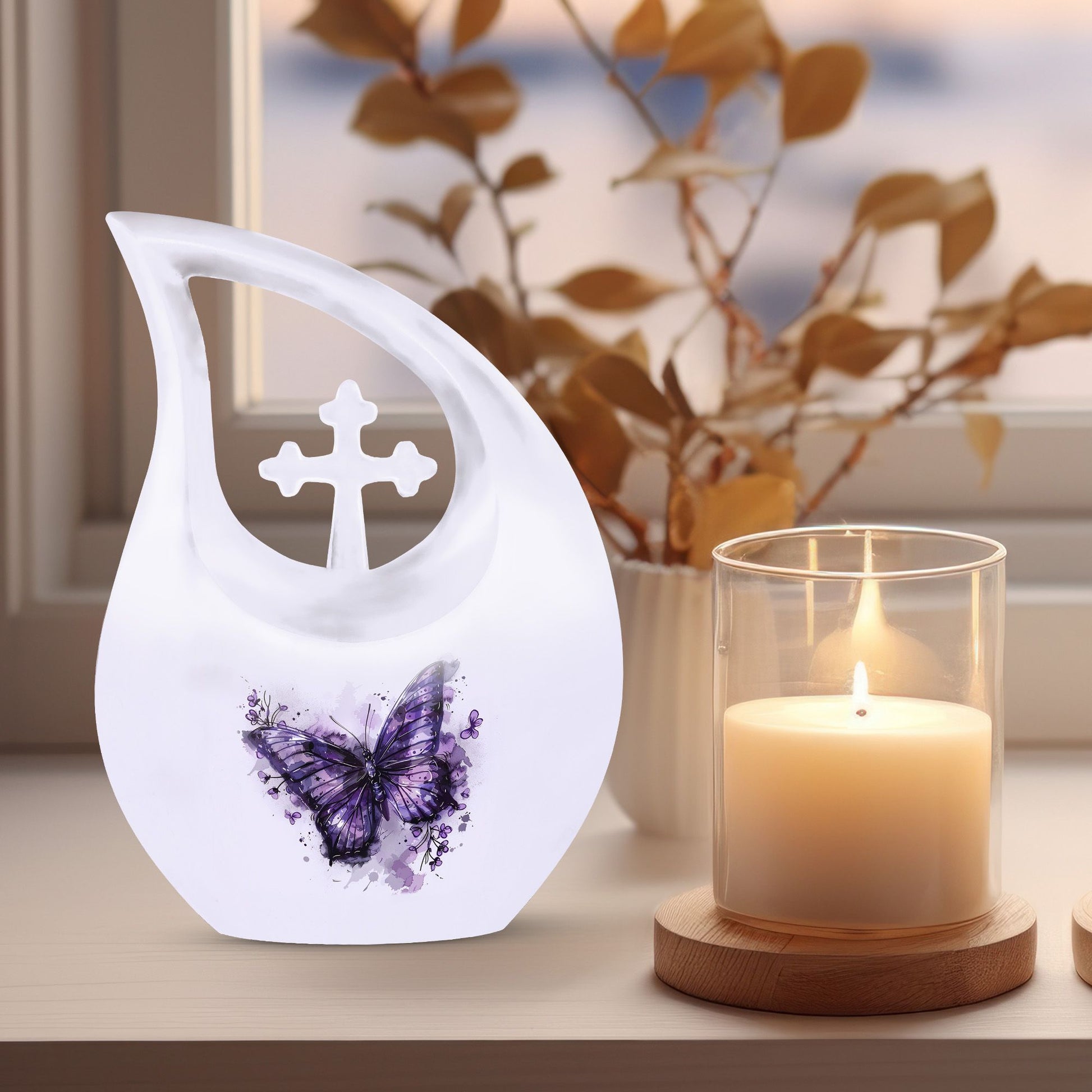Purple Butterfly Cremation Urn