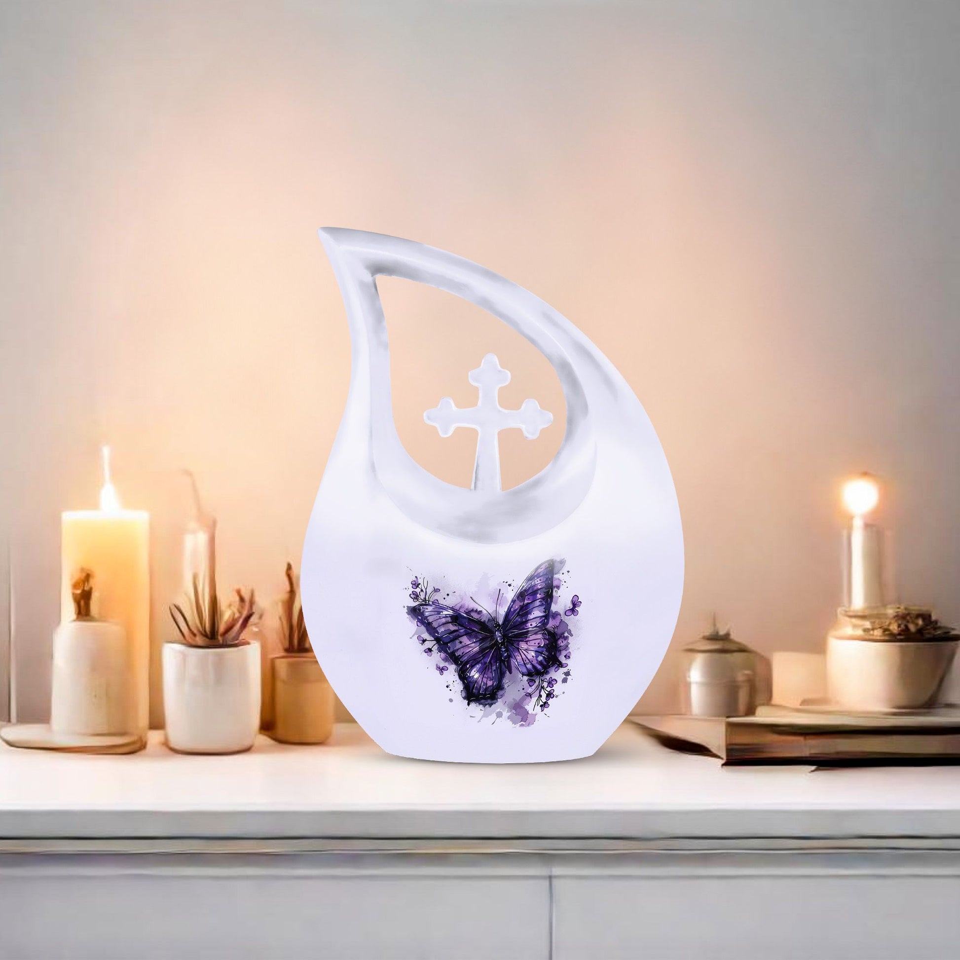 Purple Butterfly Cremation Urn