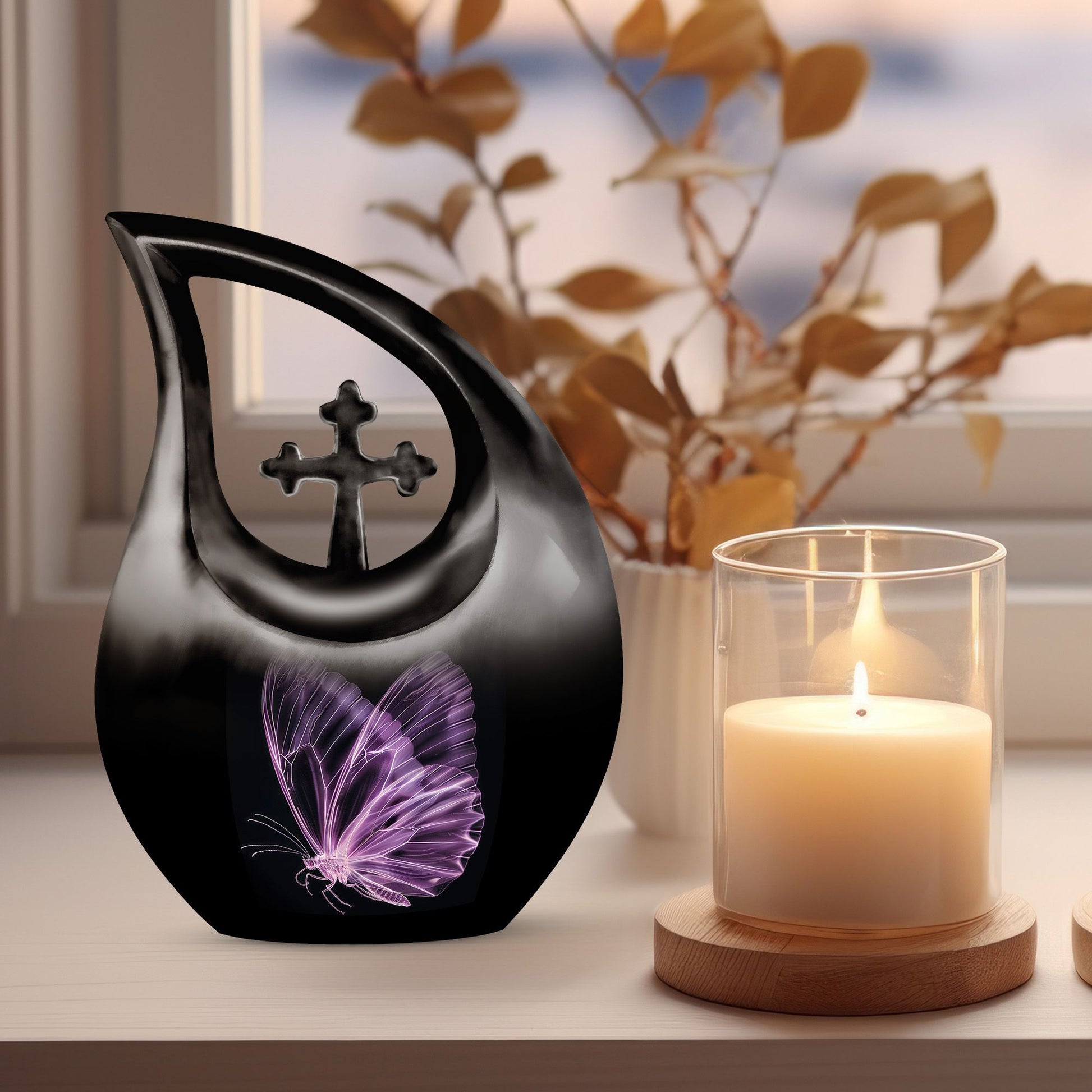 Affordable Purple Butterfly Cremation Urn