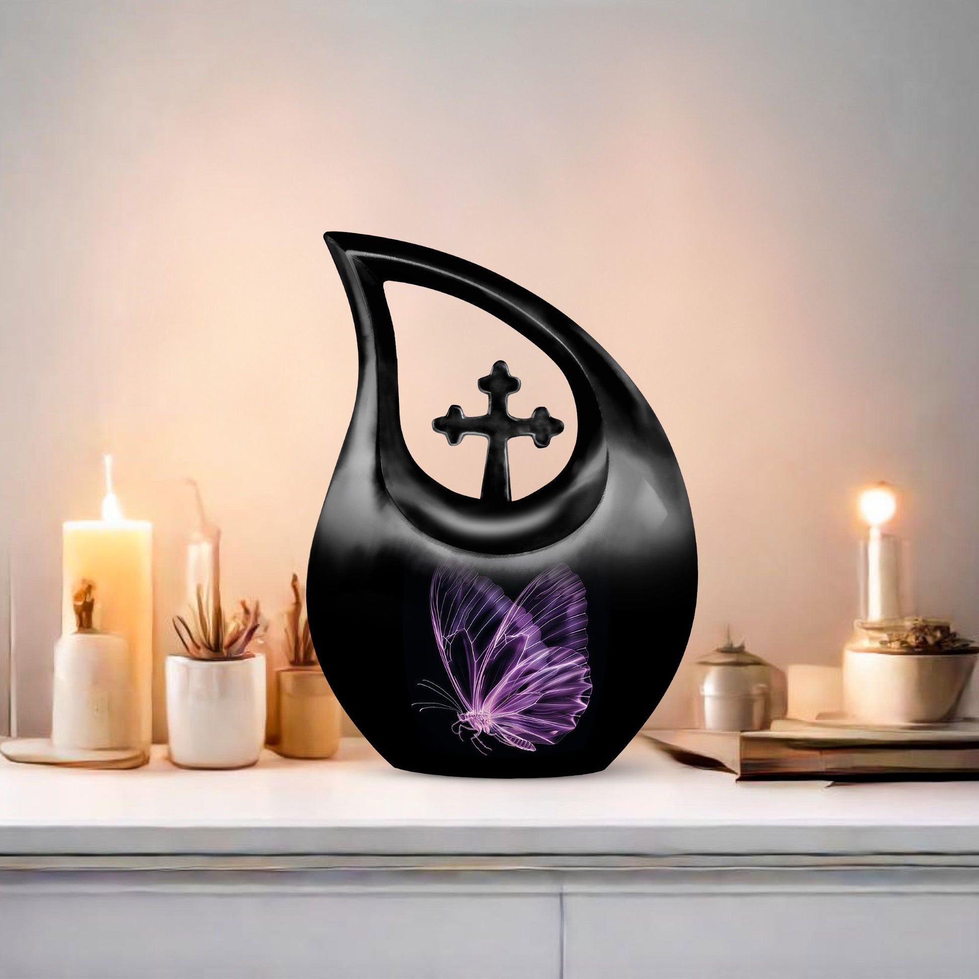 Affordable Purple Butterfly Cremation Urn
