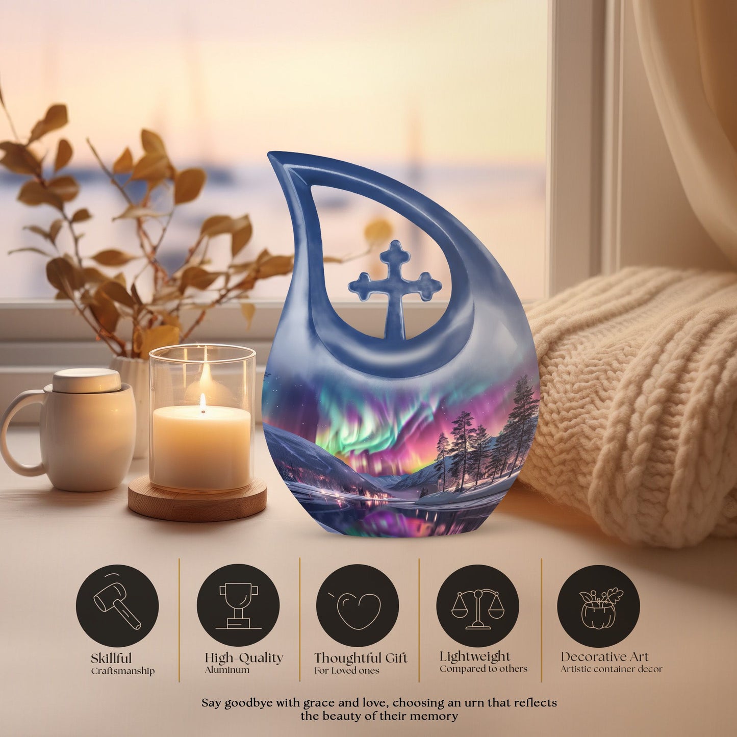 Large 10-inch Aurora urn